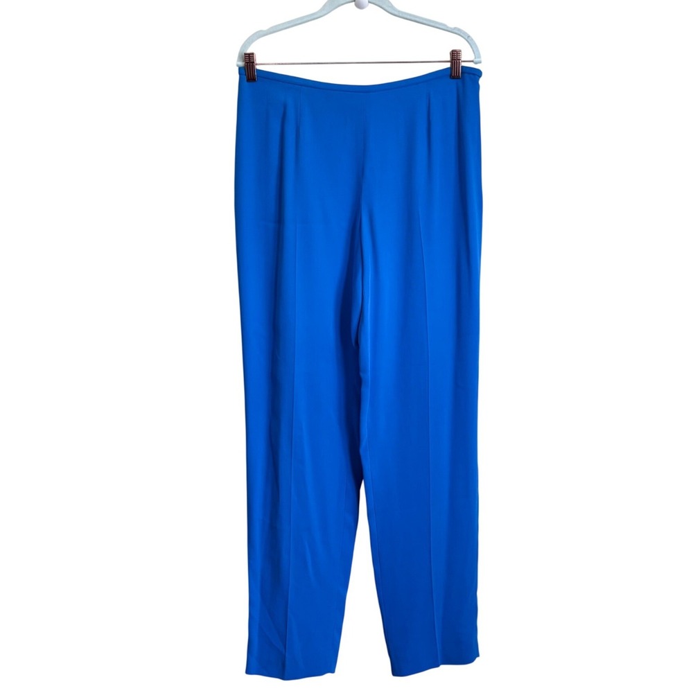 Dana Buchman Womens Silk Dress Pants 14 Blue Tailored Elegant Career Trousers